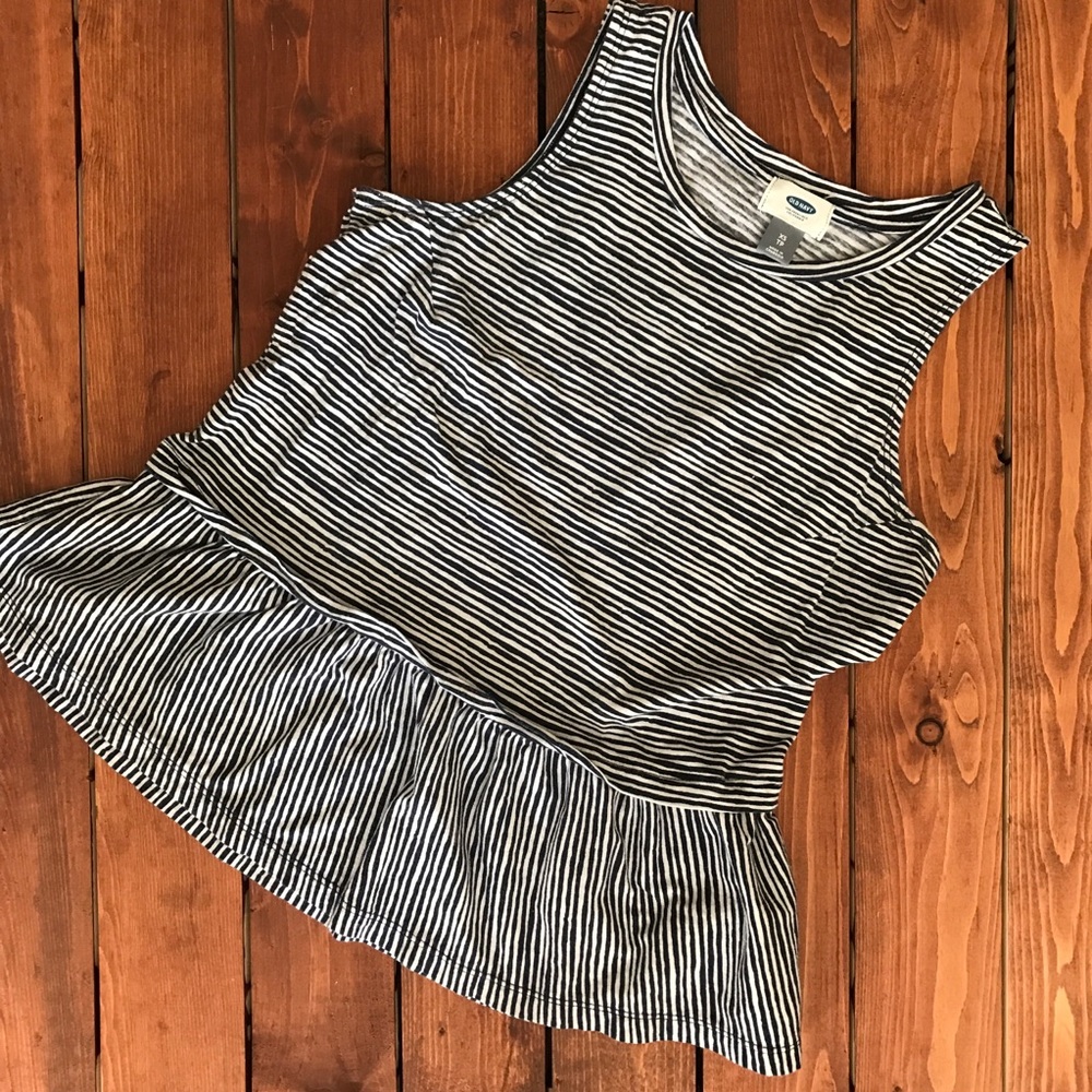 Old Navy & White Stripe Ruffle Sleeveless Tank - Picture 2 of 5